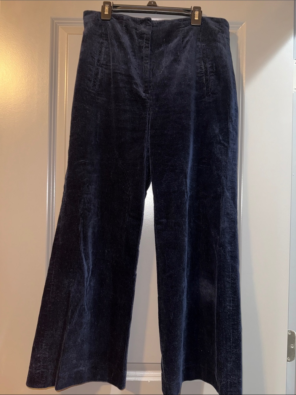 Veronica Beard Navy Corduroy Cropped Wide-Leg Pants Size 6